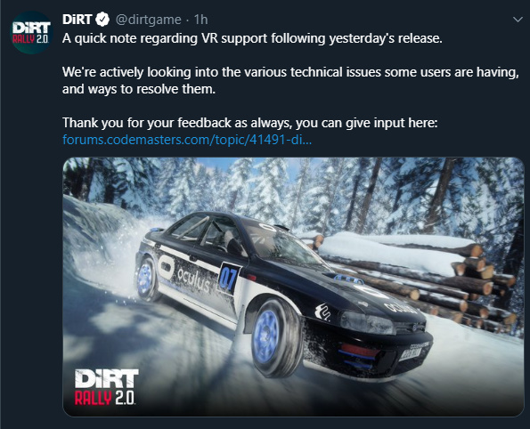 dirt 4 vr support